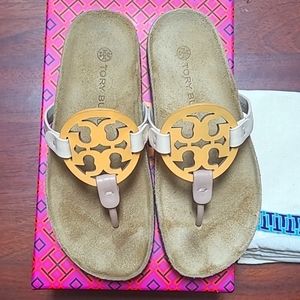 Tory Burch Miller Cloud Cork/Calf Leather Sandals Size 5.5